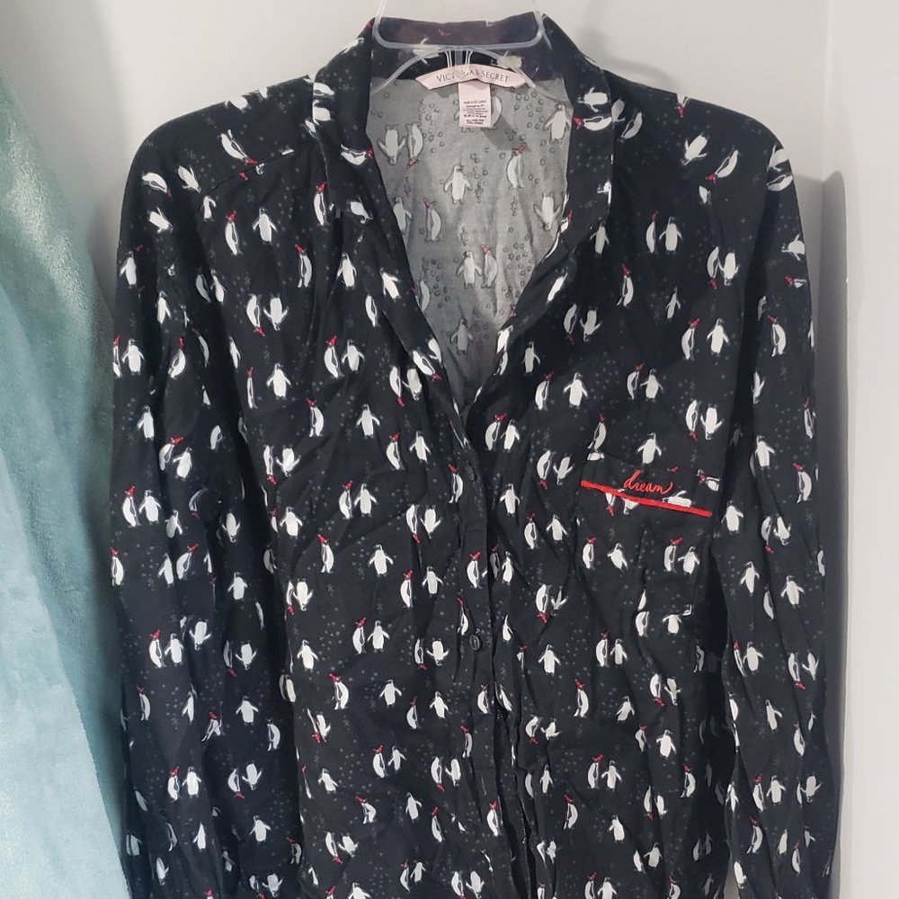Victoria's Secret XL flannel pajama top penguins top only